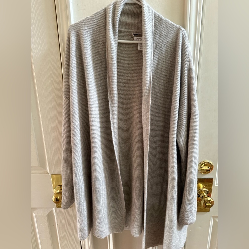 Nordstrom Signature 100% Cashmere Open Front Ribbed Cardigan Sweater